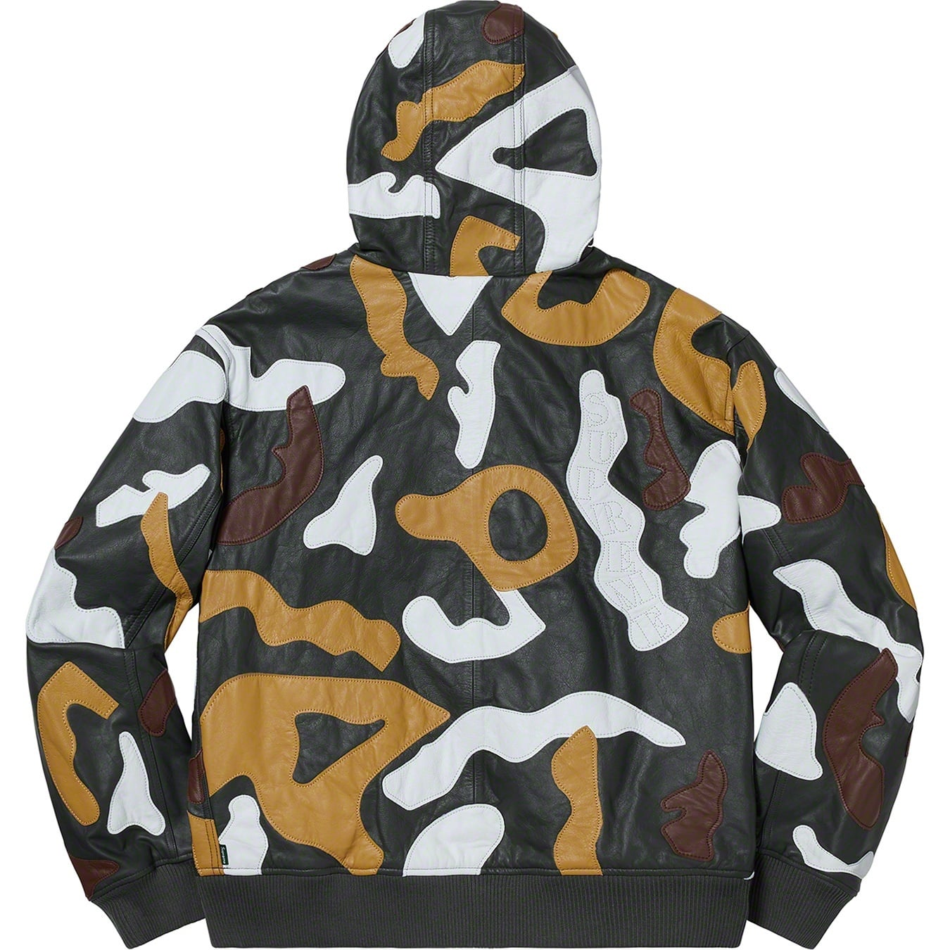 Camo Leather Hooded Jacket view 12